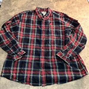 L.L. Bean Flannel Shirt Mens XXL Red Plaid Traditional Fit Cotton 228061